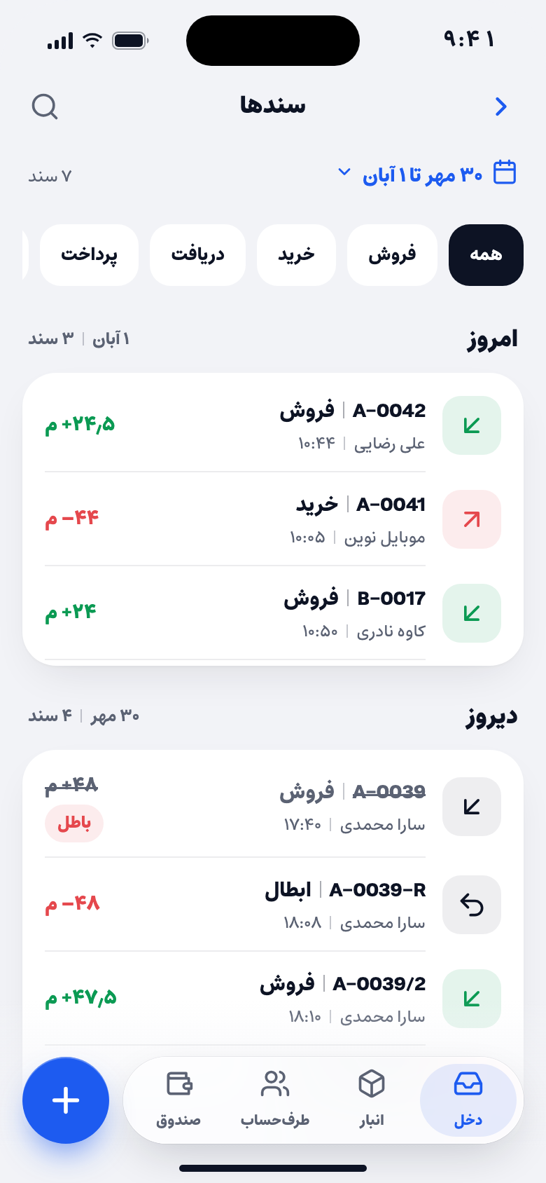 فهرست سندها با سند باطل‌شده، سند ابطال و سند جایگزین
